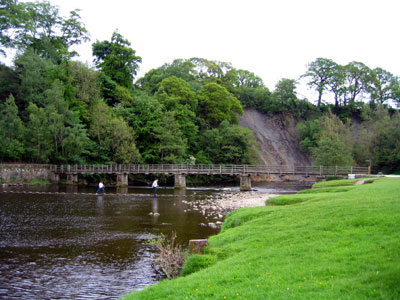 Stepping stones in front of the footbridge